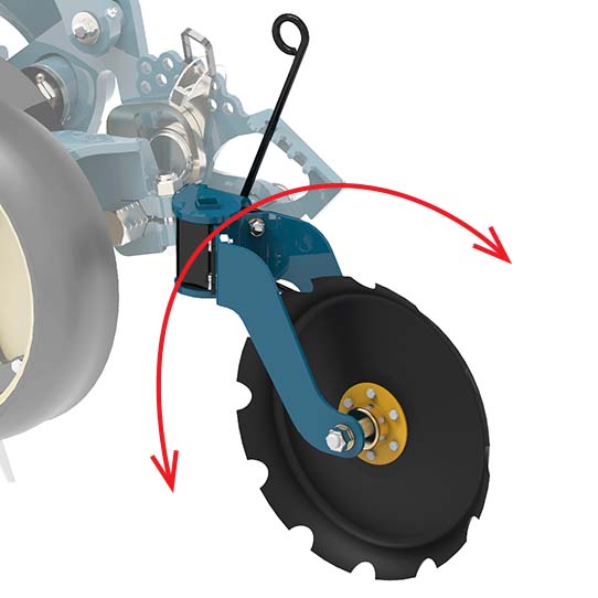 Equalizer No-Till Disc Seeder Independent press wheel downforce adjustment with slight lateral movement | www.equalizer.co.za